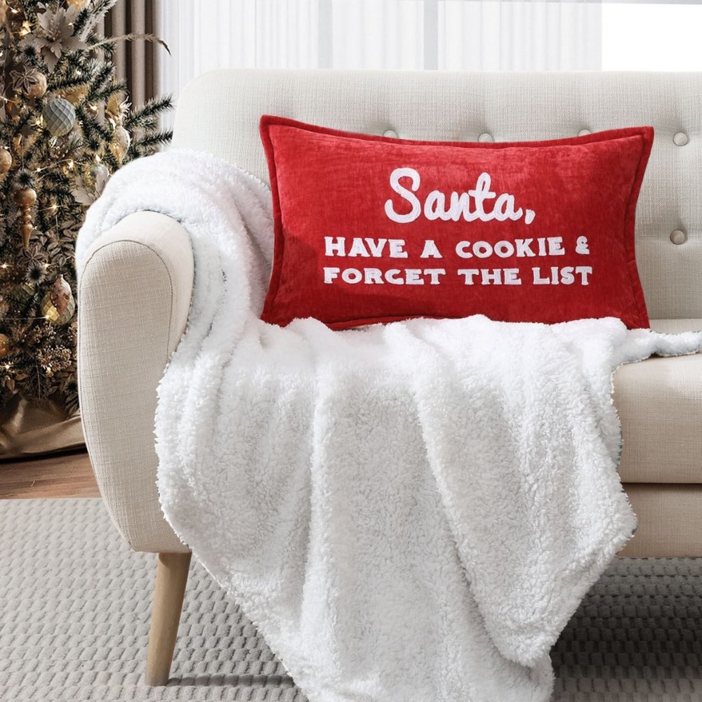 *CLOSE OUT*  Lacourte Santa Cookie List Decorative Pillow - 4735 -NEW